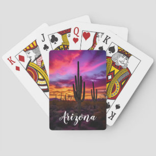 Arizona Saguaro Cactus Southwestern Desert Sunset Poker Cards