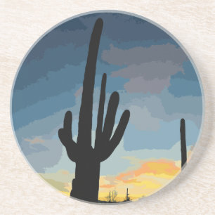 Arizona Saguaro Cactus Southwestern Sunset Coaster
