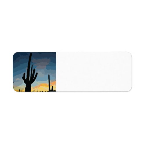 Arizona Saguaro Cactus Southwestern Sunset Label