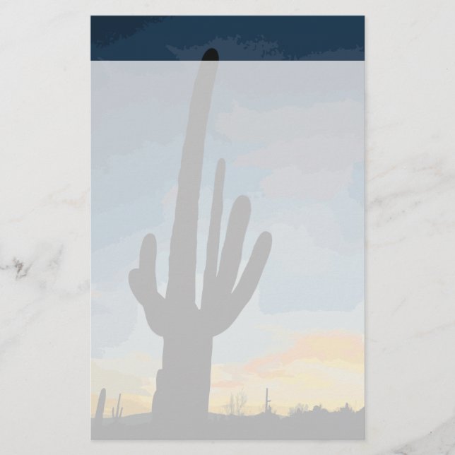 Arizona Saguaro Cactus Southwestern Sunset Stationery (Front)