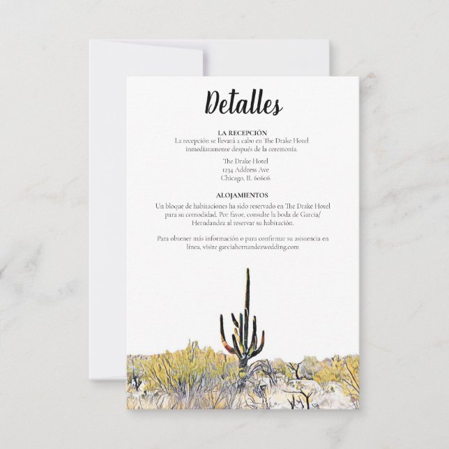 Arizona Saguaro Cactus Spanish Dettales Card (Front)