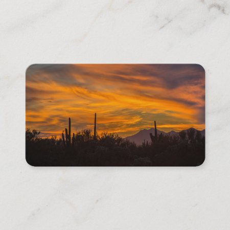 Arizona Saguaro Cactus Sunset Business Card