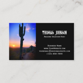 Arizona Saguaro Cactus Sunset Personalized Business Card by azlaird at Zazzle