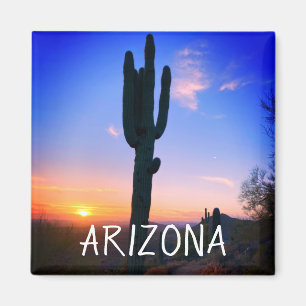 Arizona Saguaro Cactus Sunset Souvenir Travel Magnet