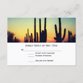 Arizona Saguaro Cactus Sunset Wedding Rsvp Cards by RusticCountryWedding at Zazzle