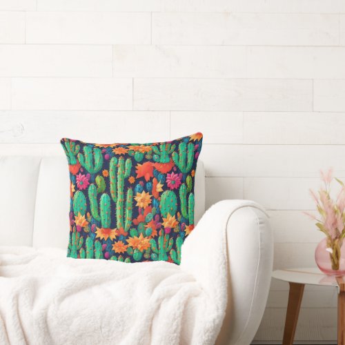 Arizona Saguaro Cactus Throw Pillow