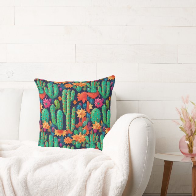Arizona Saguaro Cactus Throw Pillow (Couch)