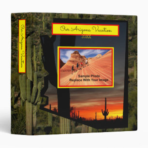 Arizona Saquaro Cactus Forest and Sunset Scene 3 Ring Binder