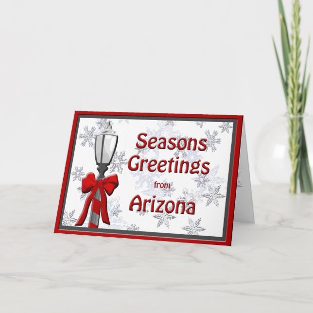 Arizona Seasons Greetings Christmas Lamp Snowflake Holiday Card (Front)