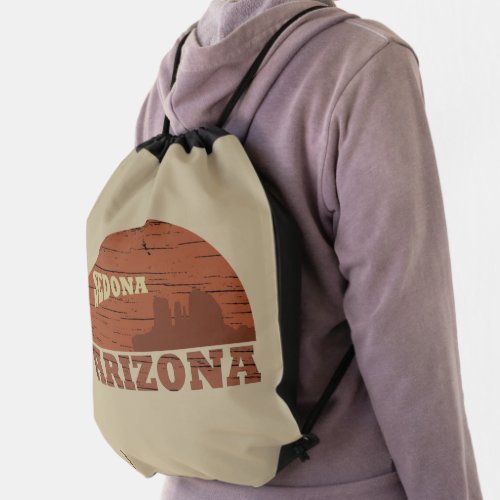 Arizona Sedona landscape az vintage Drawstring Bag