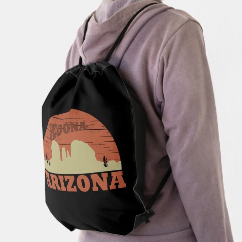 Arizona Sedona landscape az vintage Drawstring Bag