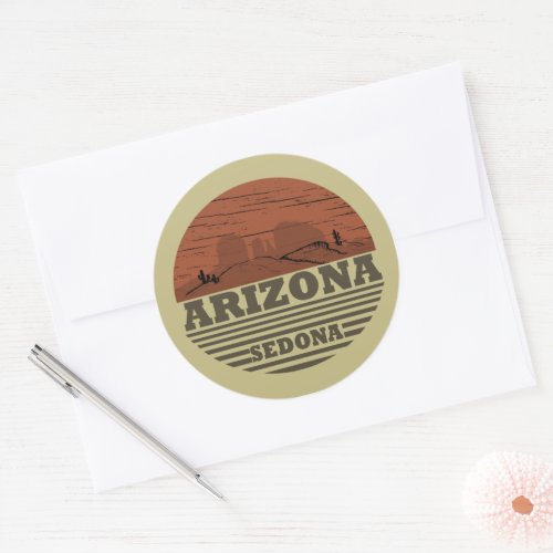 Arizona Sedona landscape vintage az retro Classic Round Sticker