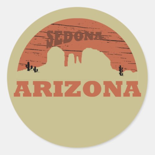 Arizona sedona landscape vintage az retro classic round sticker