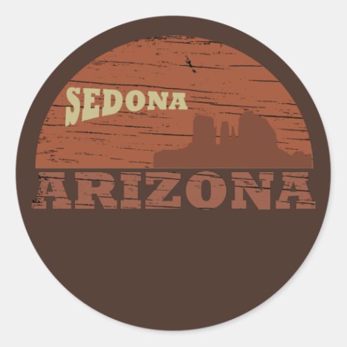 Arizona Sedona landscape vintage az retro Classic Round Sticker