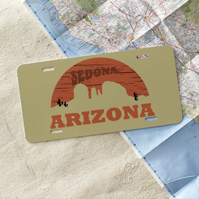 Arizona sedona landscape vintage az retro license plate (In Situ)