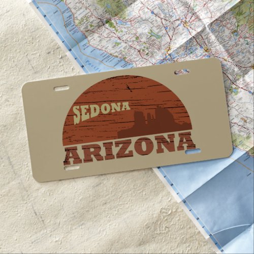 Arizona sedona landscape vintage az retro license plate