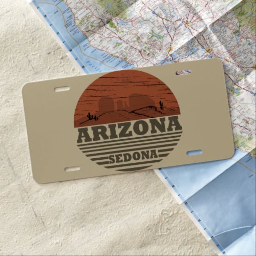 Arizona sedona landscape vintage az retro license plate