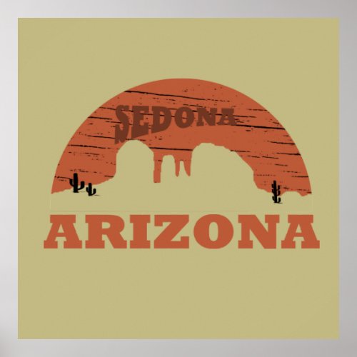 Arizona sedona landscape vintage az retro poster