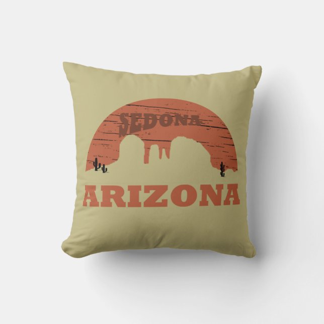 Arizona sedona landscape vintage az retro throw pillow (Front)