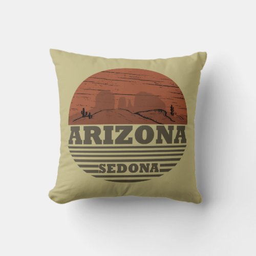 Arizona Sedona landscape vintage az retro Throw Pillow