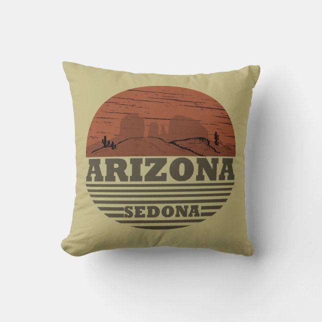 Arizona Sedona landscape vintage az retro Throw Pillow (Front)