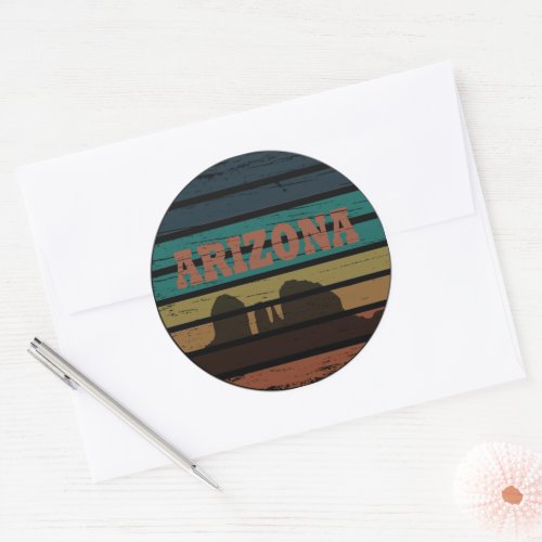 Arizona Sedona landscape vintage az sunset retro Classic Round Sticker