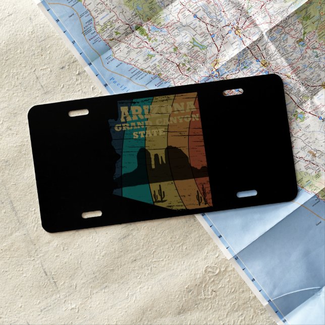 Arizona Sedona map grand canyon landscape retro License Plate (In Situ)
