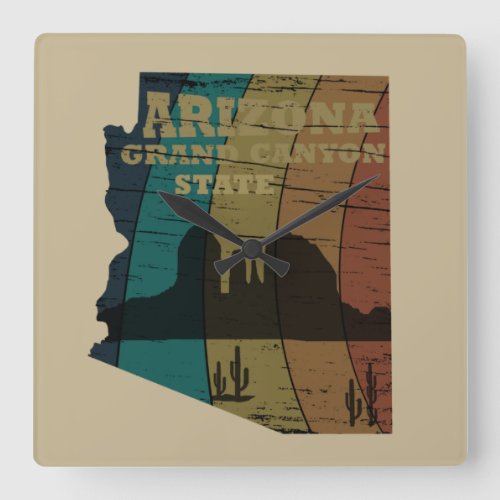 Arizona Sedona map grand canyon landscape retro Square Wall Clock