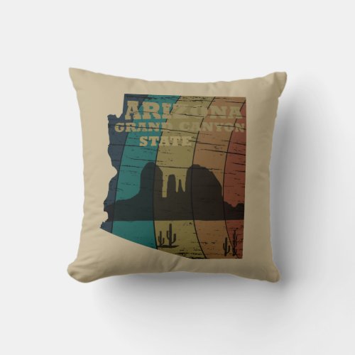 Arizona Sedona map grand canyon landscape retro Throw Pillow