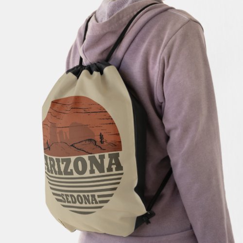 arizona sedona vintage sunset drawstring bag