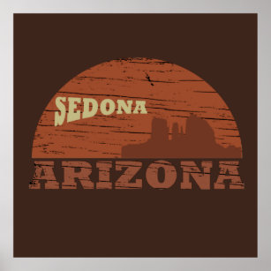 arizona sedona vintage sunset landscape az poster
