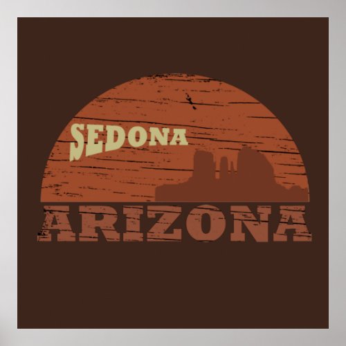 arizona sedona vintage sunset landscape az poster