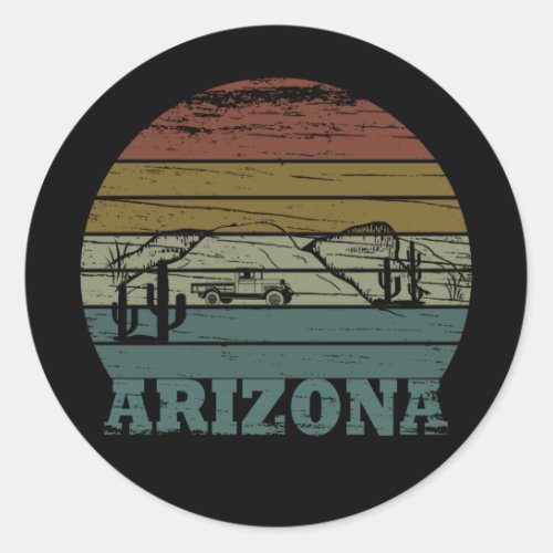 Arizona Sedona vintage sunset retro az Classic Round Sticker