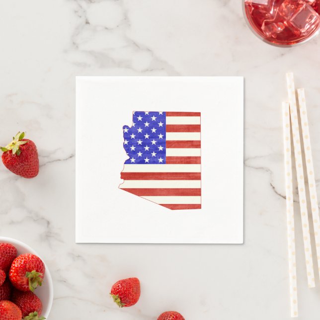 Arizona Shaped American Flag Patriotic Arizonan Paper Napkins (Insitu)
