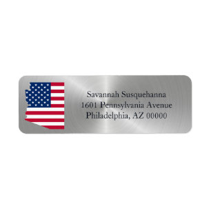Arizona Silver American Flag Patriotic Label