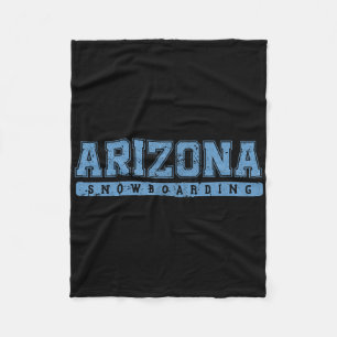 Arizona Snowboarding Sky Blue Vintage Text Fleece Blanket