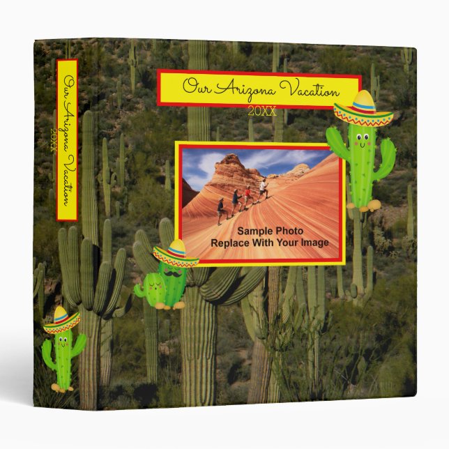 Arizona Sonoran Desert Saquaro Cactus Forest 3 Ring Binder (Front/Spine)