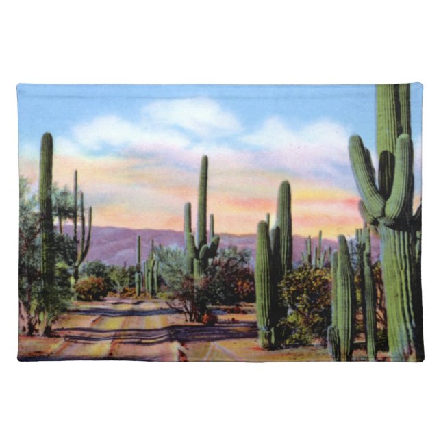 Arizona Sonoran Desert Scene Cloth Placemat (Front)