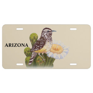 Arizona State Bird Cactus Wren License Plate