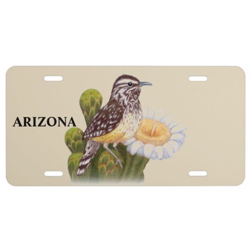 Arizona State Bird Cactus Wren License Plate