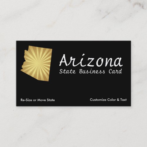 Arizona State Business Card Sun Rays Metallic Gold