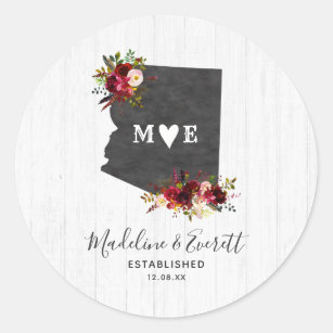 Arizona State Destination Rustic Monogram Wedding Classic Round Sticker