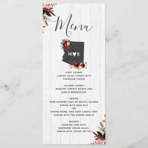 Arizona State Destination Rustic Wedding Menu