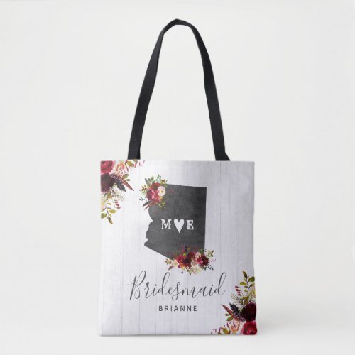 Arizona State Destination Rustic Wedding Monogram Tote Bag