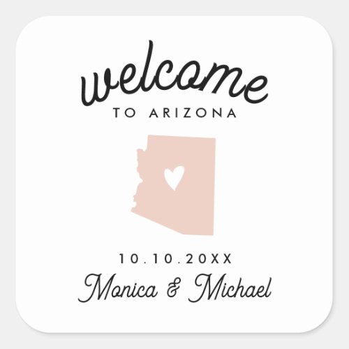 ARIZONA State  Destination Wedding _ ANY COLOR  Square Sticker