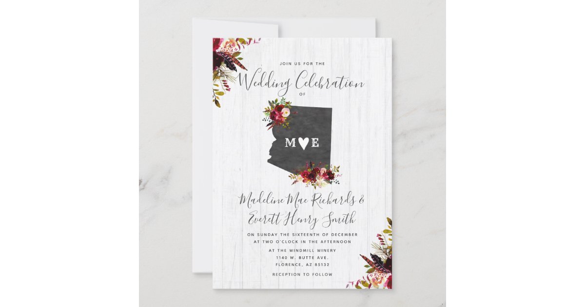 Arizona State Destination Wedding Invitation Zazzle 7666