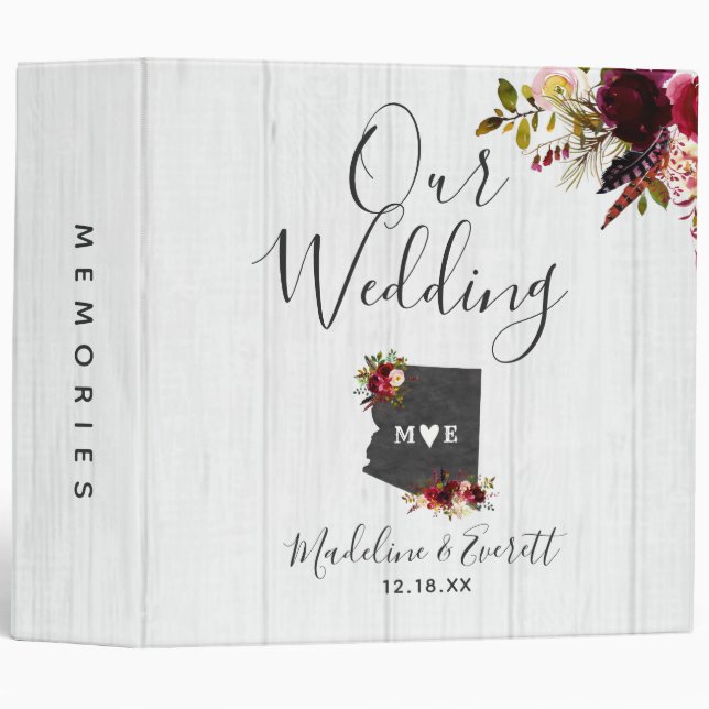 Arizona State Destination Wedding Photo Album Binder (Front/Spine)