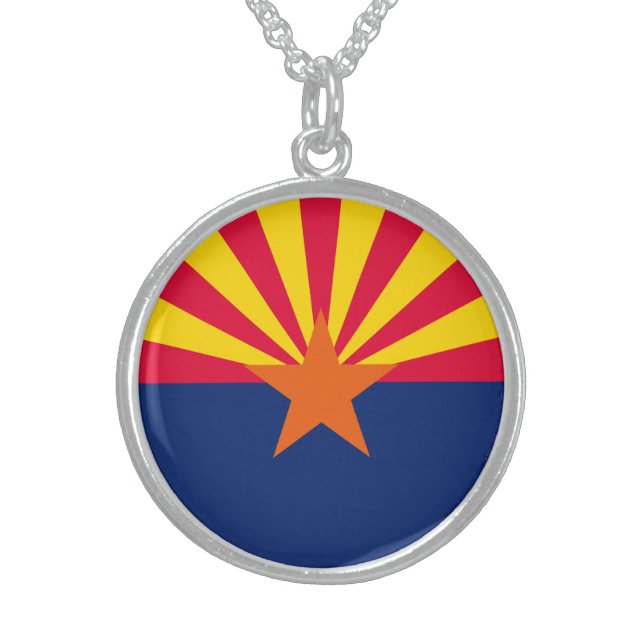 Arizona State Flag Design Sterling Silver Necklace (Front)