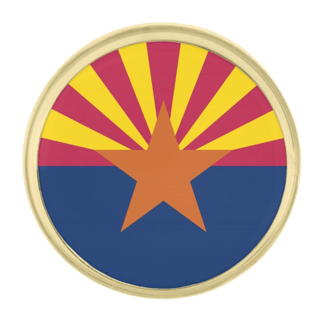 Arizona State Flag Gold Finish Lapel Pin (Front)