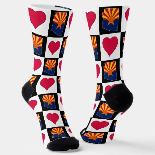 Arizona State Flag Map Heart Pattern Fun Arizonan  Socks